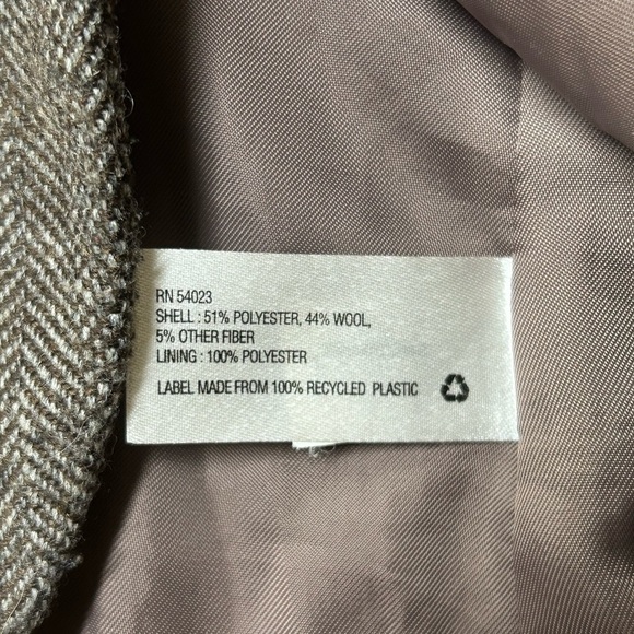 GAP Women's Academy Blazer Wool Blend Size 6 Herringbone Tweed Academia Preppy - Picture 4 of 6